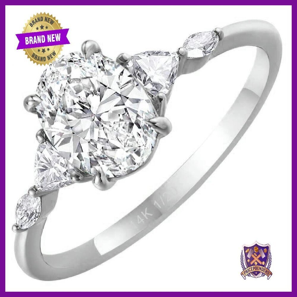 14K Gold Vermeil Moissanite Engagement Ring Size 12 Wedding Promise